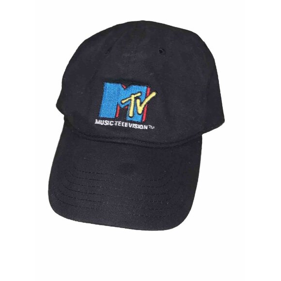 MTV Logo Hat, Unisex, Vintage Retro Style Curved Bill Adjustable Black EUC - Picture 1 of 7